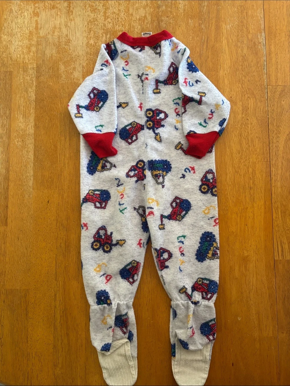 Vintage Screamers Construction Red-Trim Kids One-Piece Footed Pajama 2T
